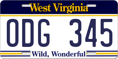 WV license plate ODG345