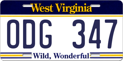 WV license plate ODG347