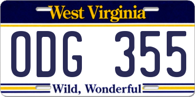WV license plate ODG355