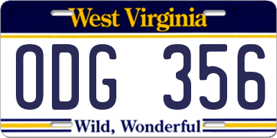 WV license plate ODG356