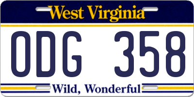 WV license plate ODG358