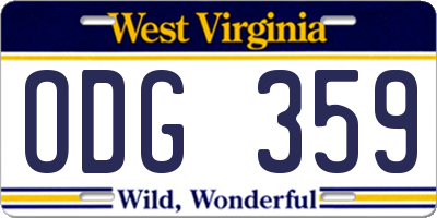 WV license plate ODG359