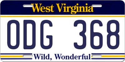 WV license plate ODG368