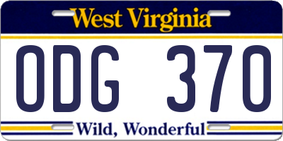 WV license plate ODG370
