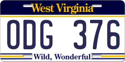 WV license plate ODG376