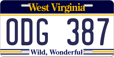 WV license plate ODG387