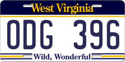 WV license plate ODG396