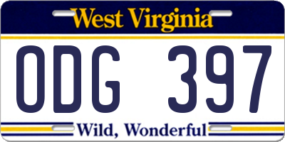 WV license plate ODG397