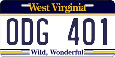 WV license plate ODG401