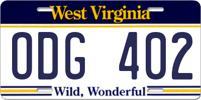 WV license plate ODG402