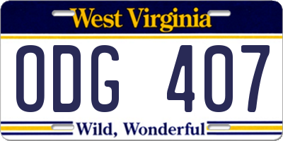WV license plate ODG407