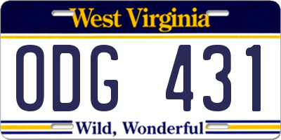 WV license plate ODG431