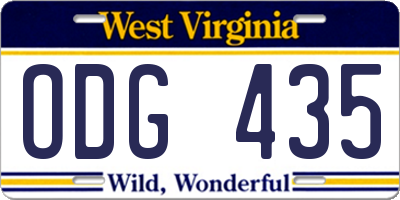 WV license plate ODG435