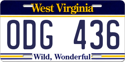 WV license plate ODG436