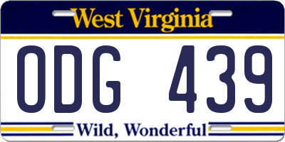 WV license plate ODG439
