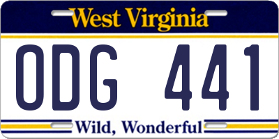 WV license plate ODG441