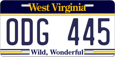 WV license plate ODG445