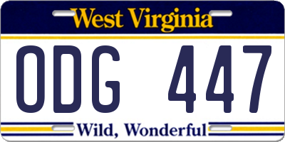 WV license plate ODG447