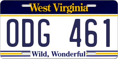 WV license plate ODG461