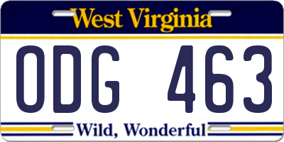 WV license plate ODG463