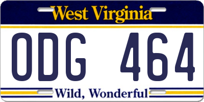WV license plate ODG464