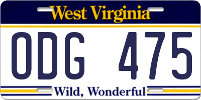 WV license plate ODG475
