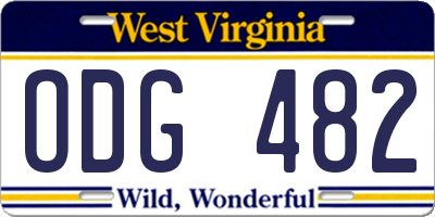 WV license plate ODG482