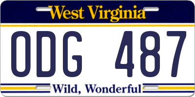 WV license plate ODG487