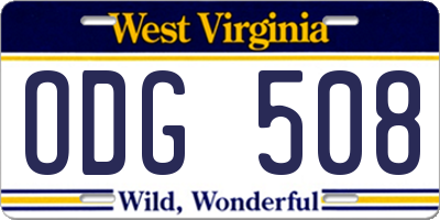 WV license plate ODG508