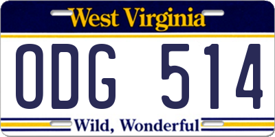 WV license plate ODG514