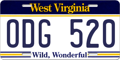 WV license plate ODG520