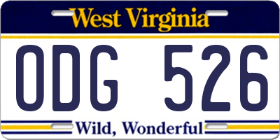 WV license plate ODG526