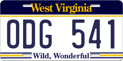 WV license plate ODG541