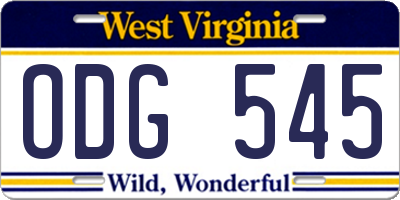 WV license plate ODG545