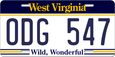 WV license plate ODG547