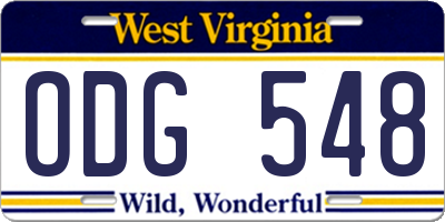 WV license plate ODG548