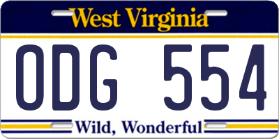 WV license plate ODG554