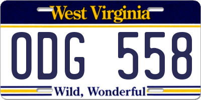 WV license plate ODG558