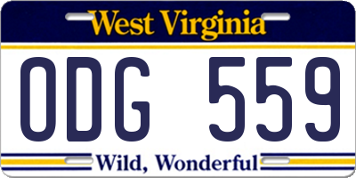 WV license plate ODG559