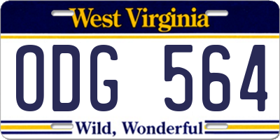 WV license plate ODG564