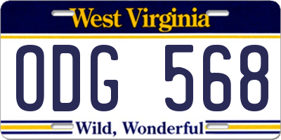 WV license plate ODG568