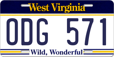 WV license plate ODG571