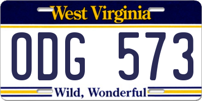 WV license plate ODG573