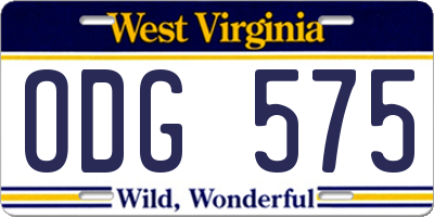 WV license plate ODG575