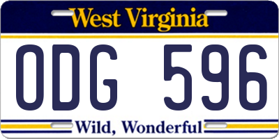 WV license plate ODG596