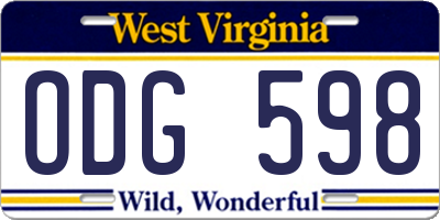 WV license plate ODG598