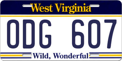 WV license plate ODG607