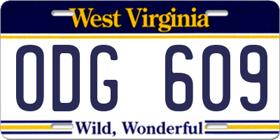 WV license plate ODG609