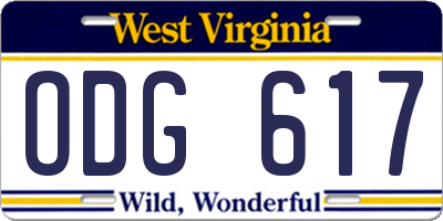 WV license plate ODG617