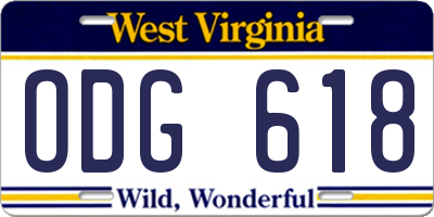 WV license plate ODG618